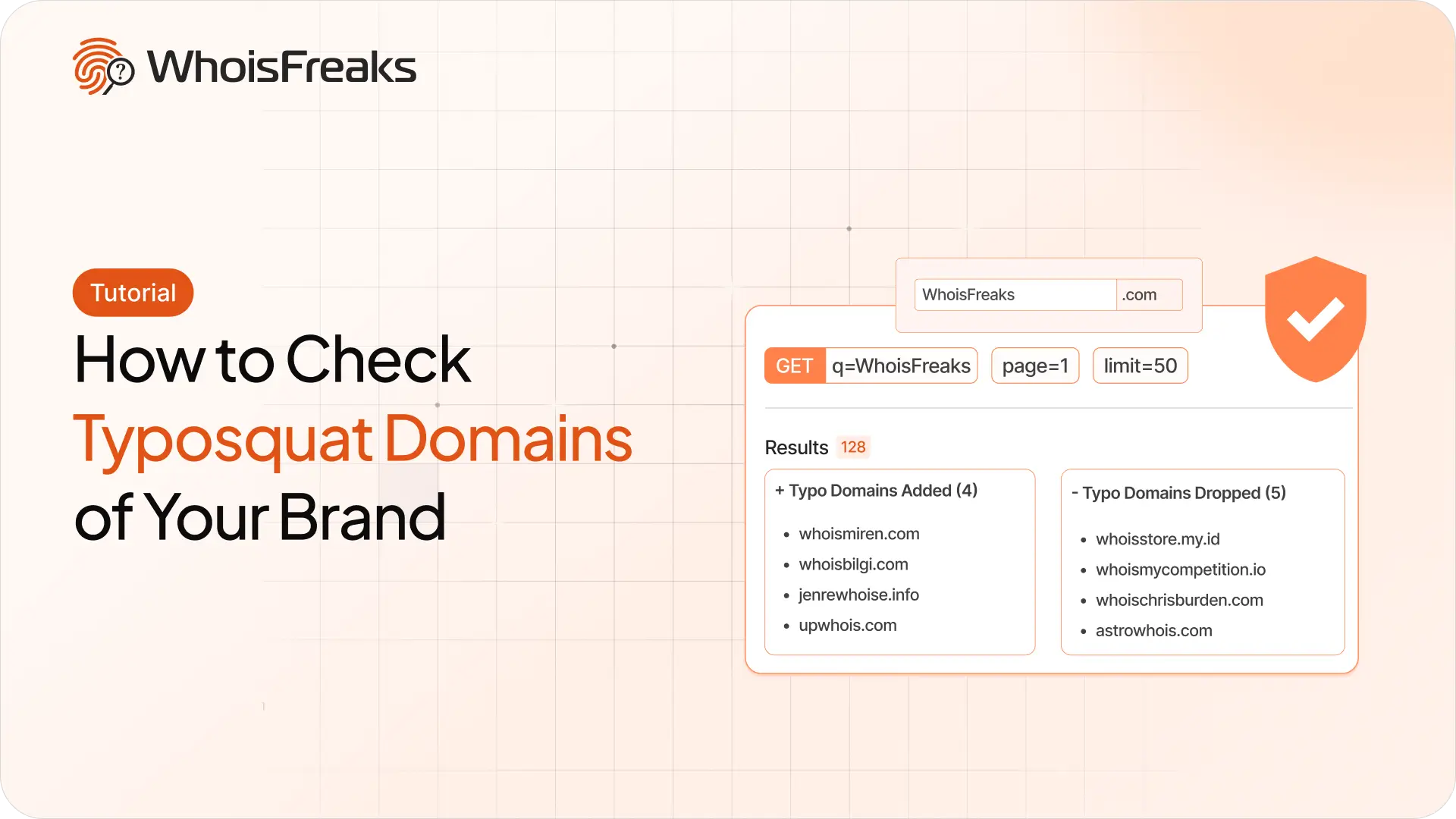 Typosquats API response listing lookalike domains with registration, expiry and drop status