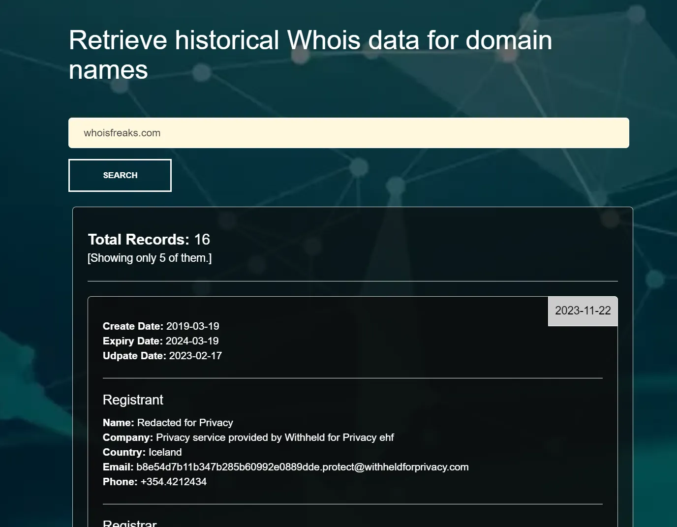 Historical Whois data is just seconds away and accessible from any web browser