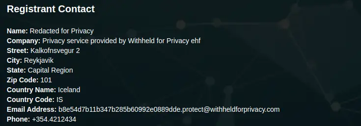 Redacted Registrant Contact