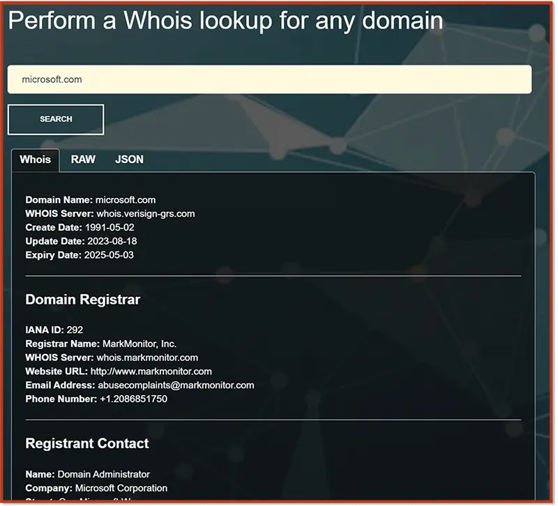 WHOIS Lookup - Microsoft.com